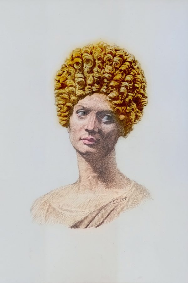 Capitoline Beauty, Charcoal, Colorized