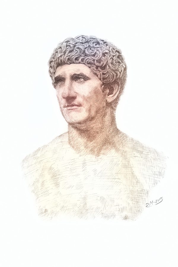 Antony, Bust, Charcoal, Colorized