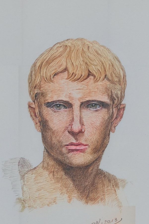 Augustus, Bust, Charcoal, Colorized