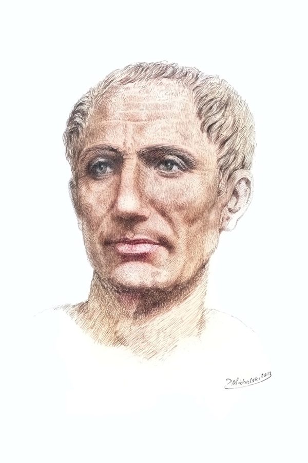 Julius Caesar, Bust, Charcoal, Colorized