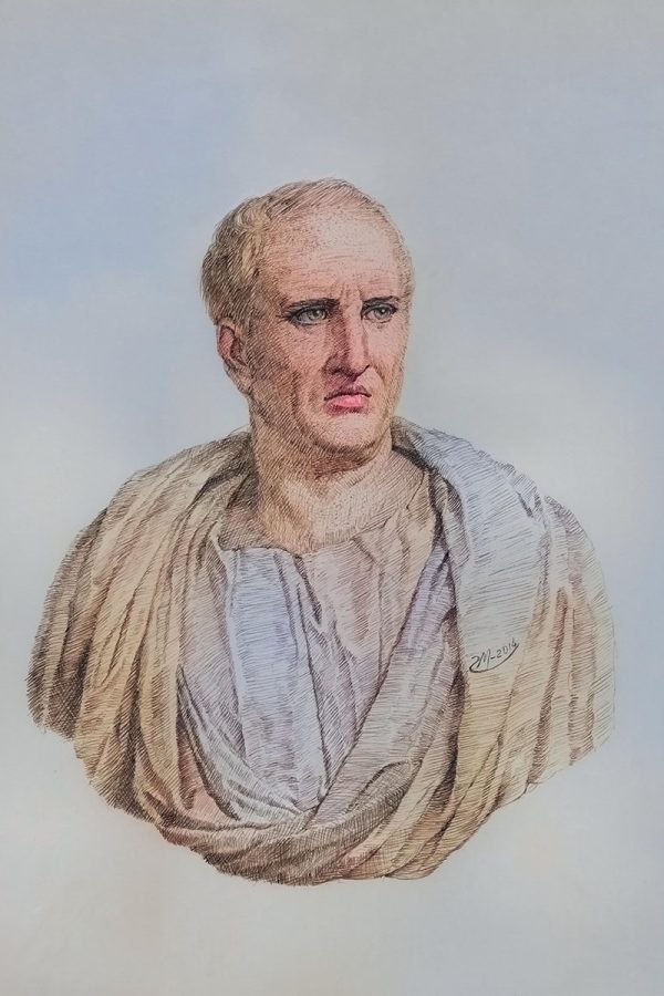 Cicero, Bust, Charcoal, Colorized