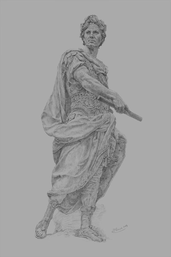 Caesar, Fully Body, Charcoal, B&W