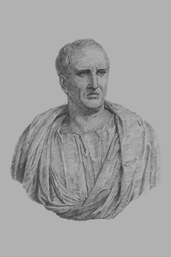 Cicero, Bust, Charcoal, B&W