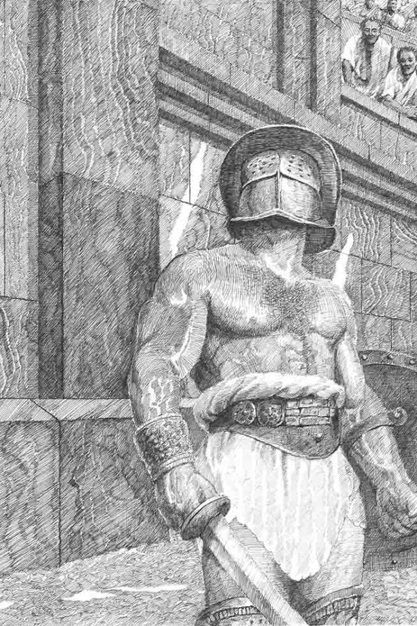 Thrax Before the Fight, Charcoal, B&W